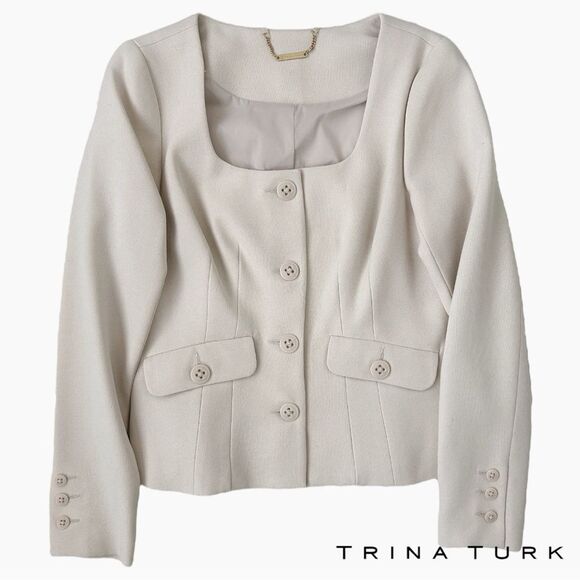 Trina Turk **NWT** 'Mott' Blazer Jacket in Cream / Off White - Picture 9 of 10